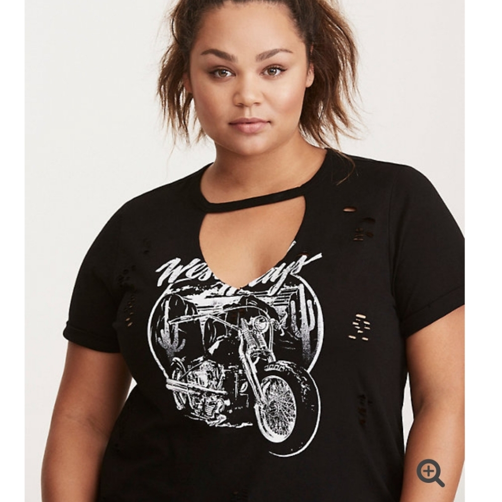 TORRID Moto Graphic Cutout Tee